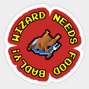 Gauntlet Arcade Game - Wizard Needs Food Badly Sticker
